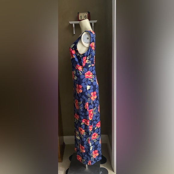 La Cabana TROPICAL HAWAIIAN SLEEVELESS MAXI DRESS Vintage, women’s size M - Picture 3 of 9